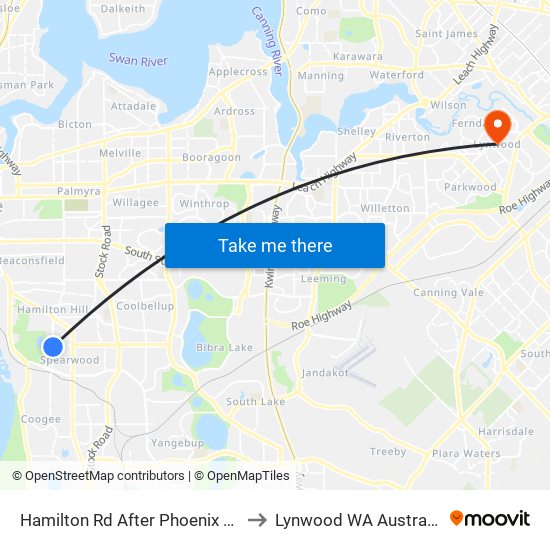 Hamilton Rd After Phoenix Rd to Lynwood WA Australia map