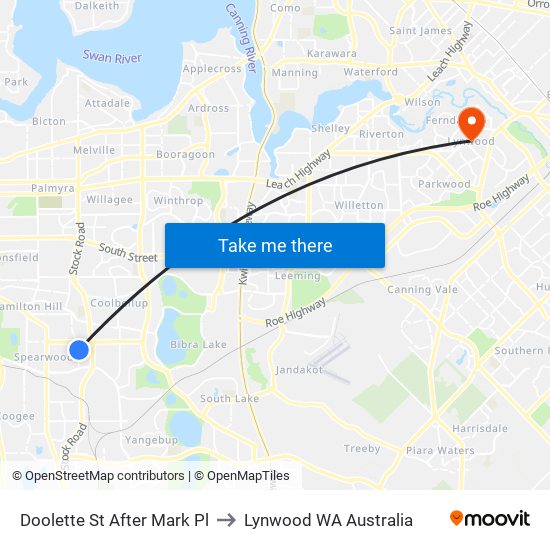 Doolette St After Mark Pl to Lynwood WA Australia map