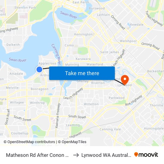 Matheson Rd After Conon Rd to Lynwood WA Australia map