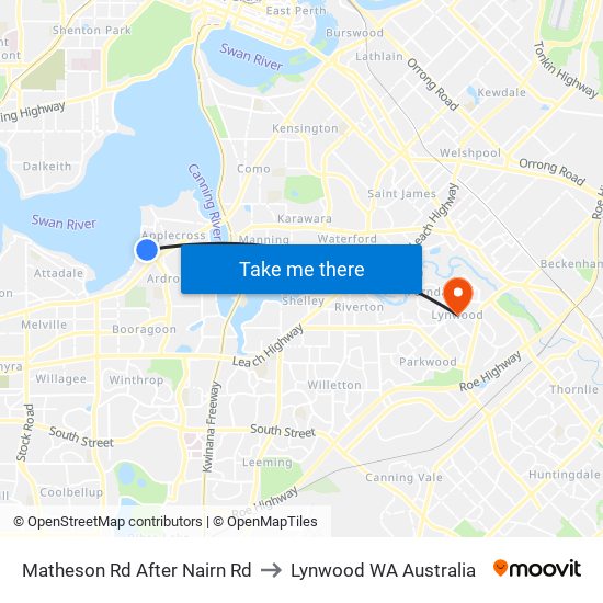 Matheson Rd After Nairn Rd to Lynwood WA Australia map