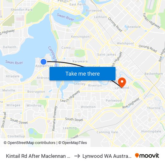 Kintail Rd After Maclennan Rd to Lynwood WA Australia map