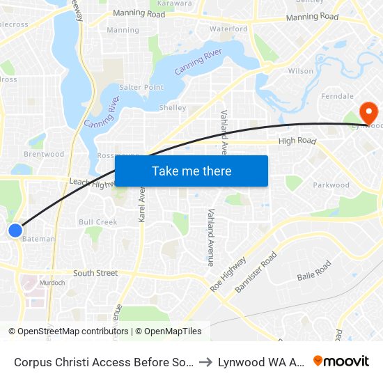 Corpus Christi Access Before Somerville Bvd to Lynwood WA Australia map