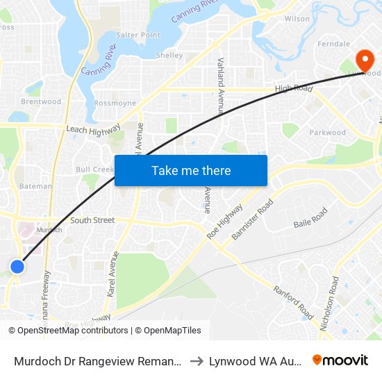 Murdoch Dr Rangeview Remand Centre to Lynwood WA Australia map