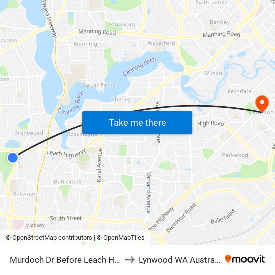 Murdoch Dr Before Leach Hwy to Lynwood WA Australia map