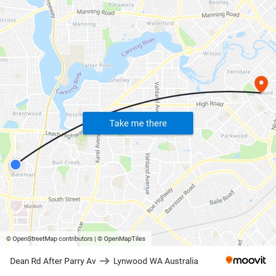 Dean Rd After Parry Av to Lynwood WA Australia map