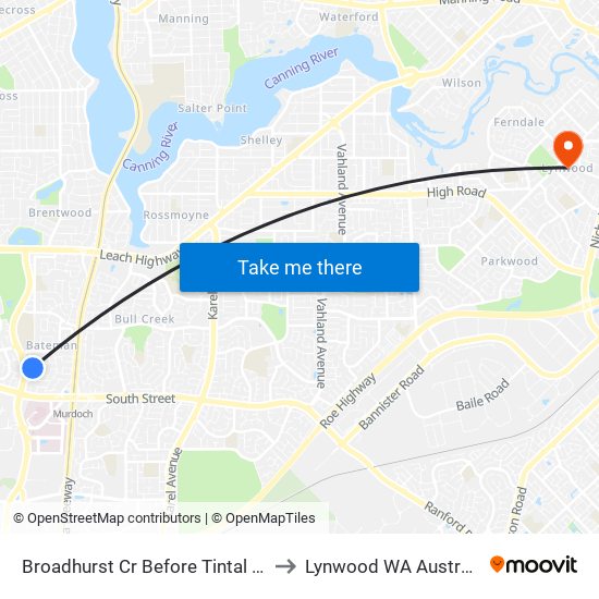 Broadhurst Cr Before Tintal Wy to Lynwood WA Australia map