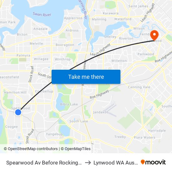 Spearwood Av Before Rockingham Rd to Lynwood WA Australia map