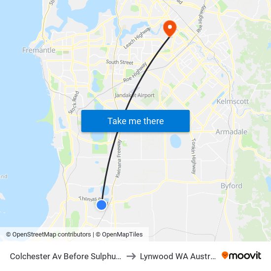 Colchester Av Before Sulphur Rd to Lynwood WA Australia map