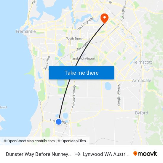 Dunster Way Before Nunney Rd to Lynwood WA Australia map