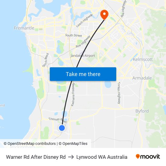 Warner Rd After Disney Rd to Lynwood WA Australia map