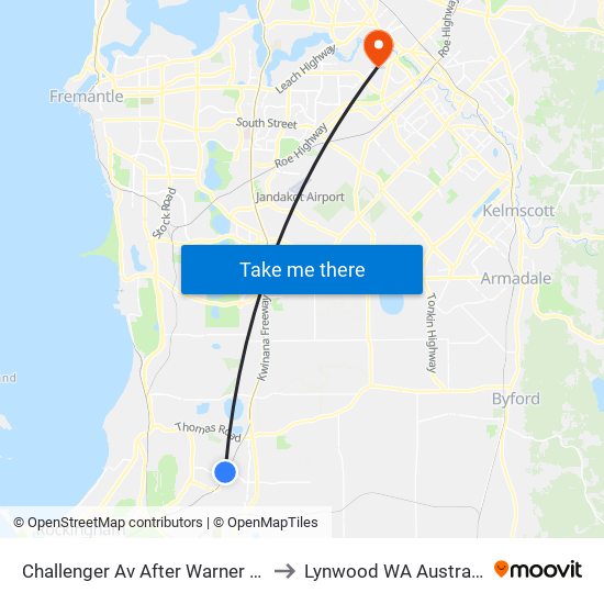 Challenger Av After Warner Rd to Lynwood WA Australia map