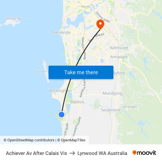 Achiever Av After Calais Vis to Lynwood WA Australia map