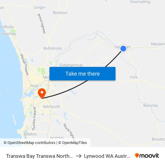 Transwa Bay Transwa Northam to Lynwood WA Australia map