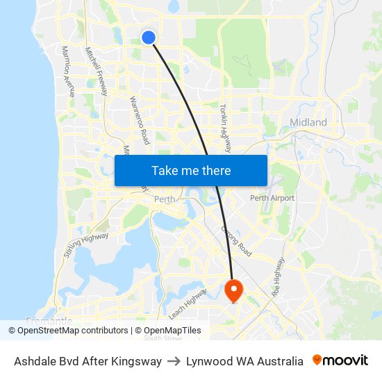 Ashdale Bvd After Kingsway to Lynwood WA Australia map