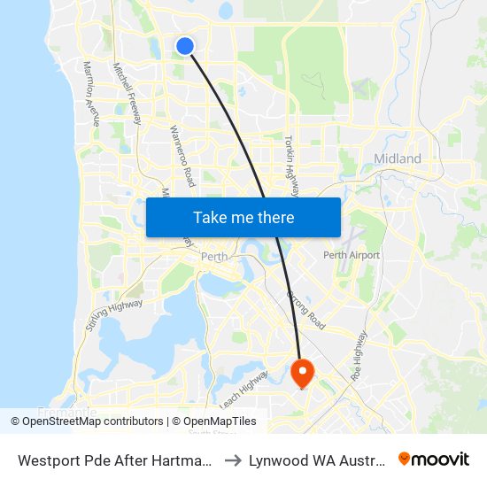 Westport Pde After Hartman Dr to Lynwood WA Australia map