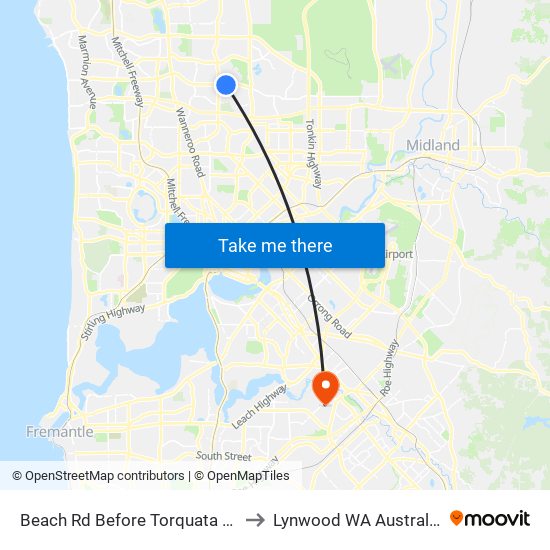 Beach Rd Before Torquata Dr to Lynwood WA Australia map