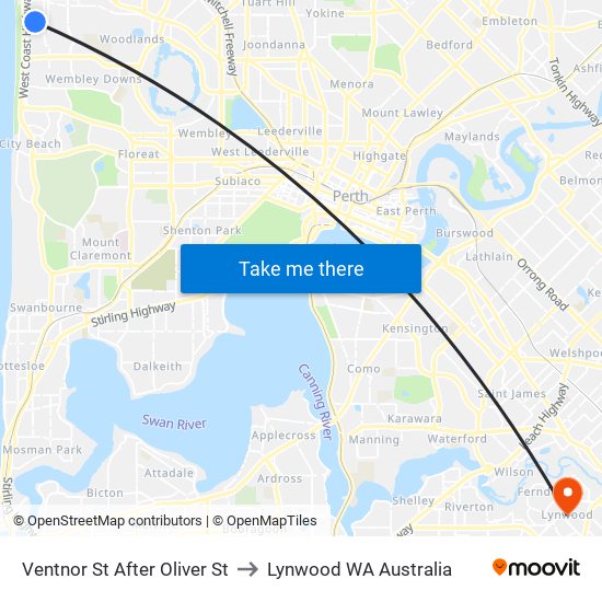 Ventnor St After Oliver St to Lynwood WA Australia map