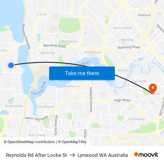 Reynolds Rd After Locke St to Lynwood WA Australia map