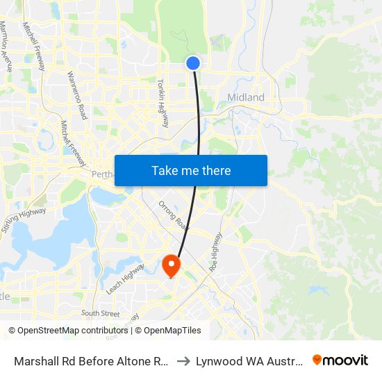 Marshall Rd Before Altone Road to Lynwood WA Australia map