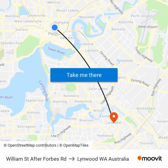 William St After Forbes Rd to Lynwood WA Australia map