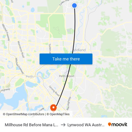 Millhouse Rd Before Mana Lane to Lynwood WA Australia map