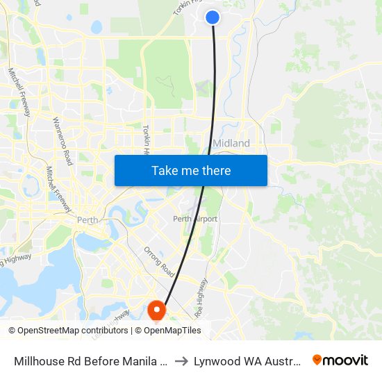 Millhouse Rd Before Manila Wy to Lynwood WA Australia map