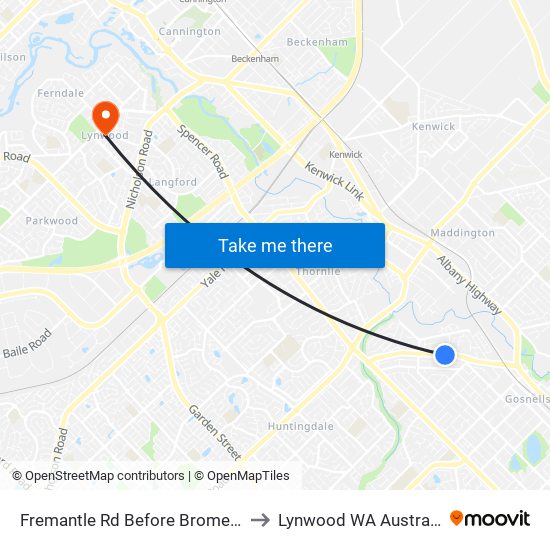 Fremantle Rd Before Brome St to Lynwood WA Australia map