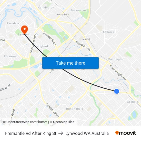 Fremantle Rd After King St to Lynwood WA Australia map