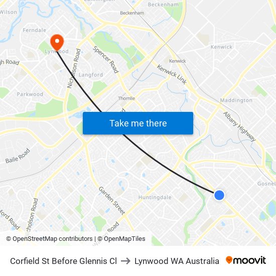 Corfield St Before Glennis Cl to Lynwood WA Australia map