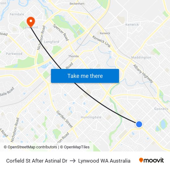 Corfield St After Astinal Dr to Lynwood WA Australia map