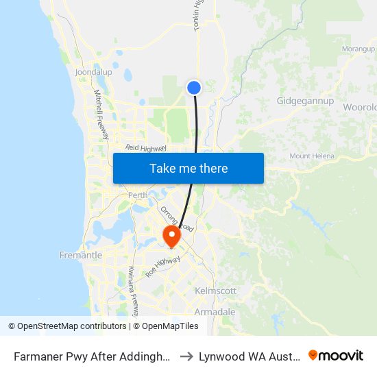 Farmaner Pwy After Addingham Dr to Lynwood WA Australia map