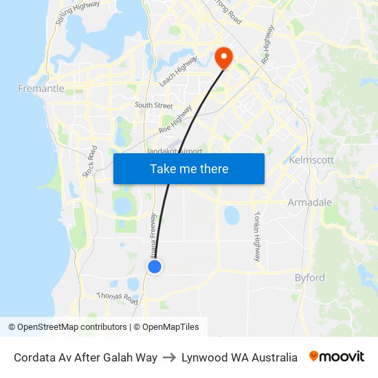 Cordata Av After Galah Way to Lynwood WA Australia map