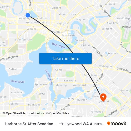 Harborne St After Scaddan St to Lynwood WA Australia map