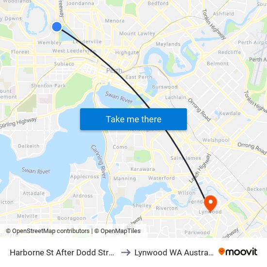 Harborne St After Dodd Street to Lynwood WA Australia map