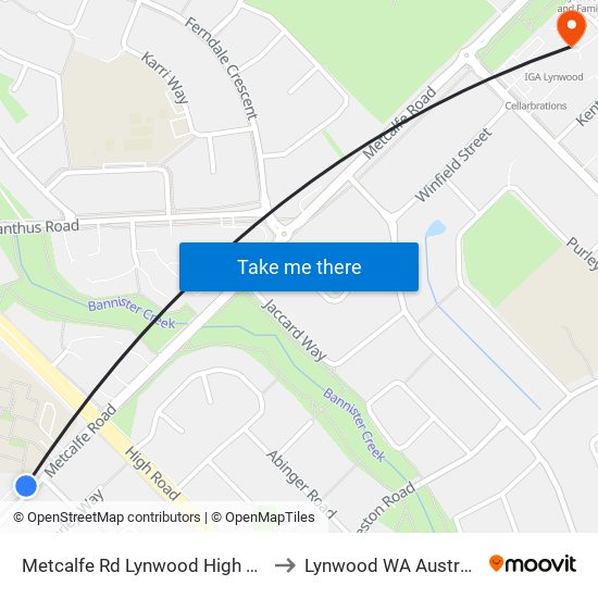 Metcalfe Rd Lynwood High Sch to Lynwood WA Australia map