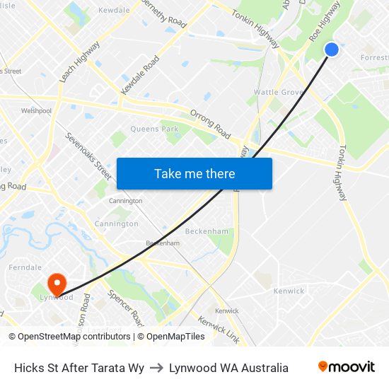 Hicks St After Tarata Wy to Lynwood WA Australia map