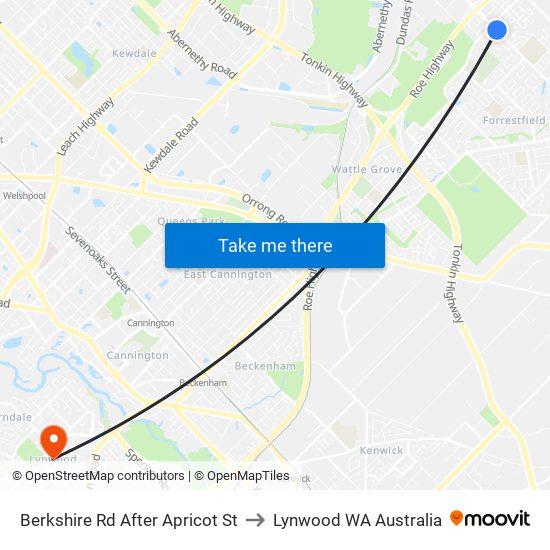 Berkshire Rd After Apricot St to Lynwood WA Australia map
