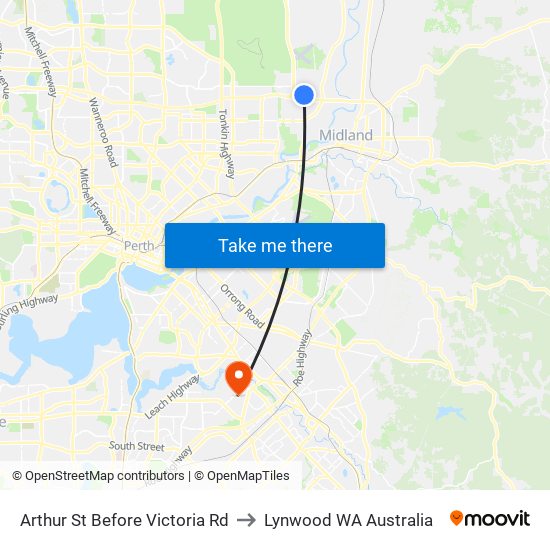Arthur St Before Victoria Rd to Lynwood WA Australia map