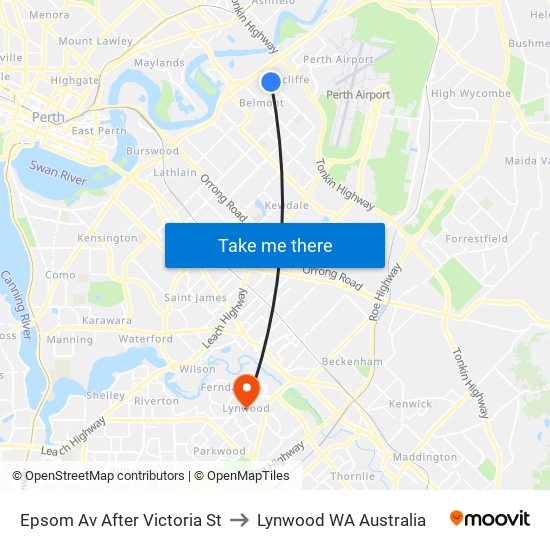 Epsom Av After Victoria St to Lynwood WA Australia map