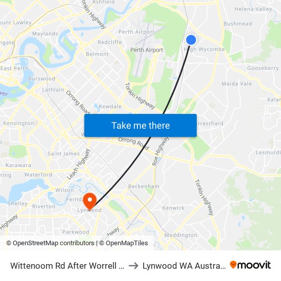 Wittenoom Rd After Worrell Av to Lynwood WA Australia map