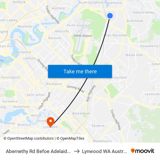 Abernethy Rd Befoe Adelaide St to Lynwood WA Australia map