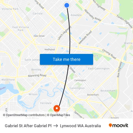 Gabriel St After Gabriel Pl to Lynwood WA Australia map