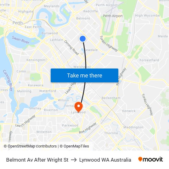 Belmont Av After Wright St to Lynwood WA Australia map
