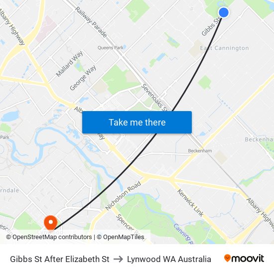 Gibbs St After Elizabeth St to Lynwood WA Australia map