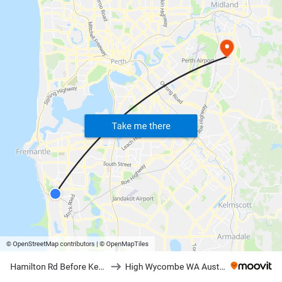 Hamilton Rd Before Kent St to High Wycombe WA Australia map