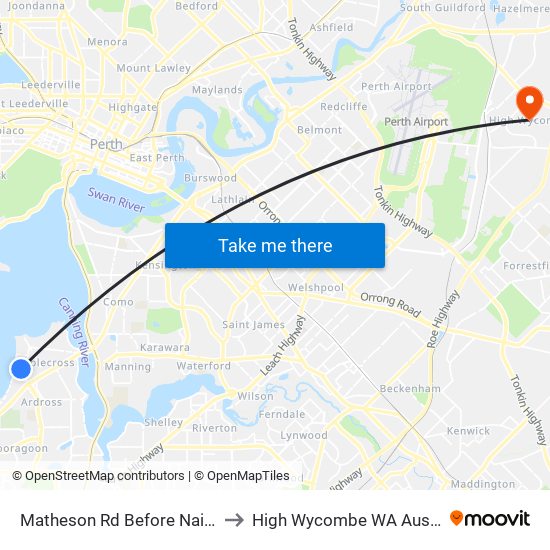 Matheson Rd Before Nairn Rd to High Wycombe WA Australia map