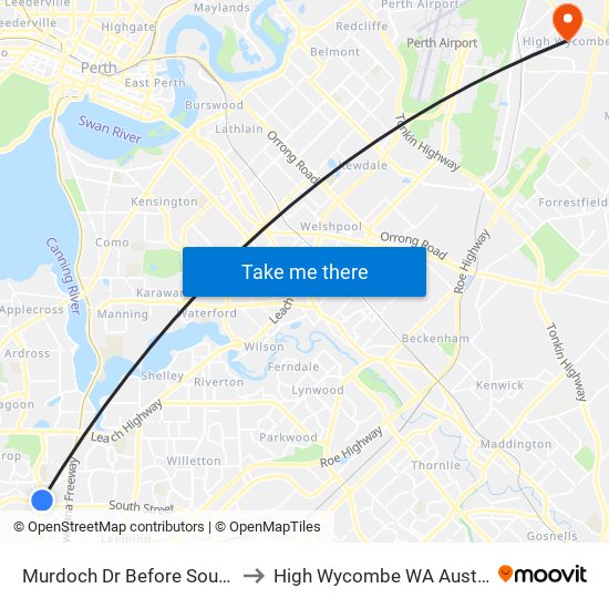 Murdoch Dr Before South St to High Wycombe WA Australia map