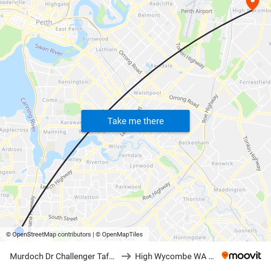 Murdoch Dr Challenger Tafe Murdoch to High Wycombe WA Australia map