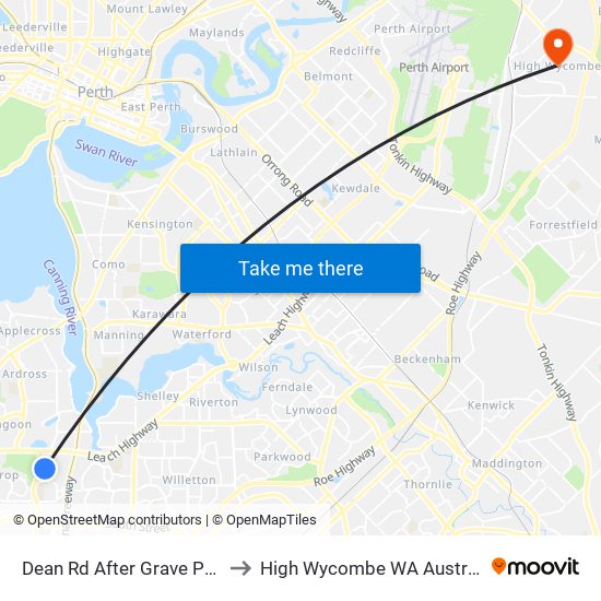 Dean Rd After Grave Pass to High Wycombe WA Australia map