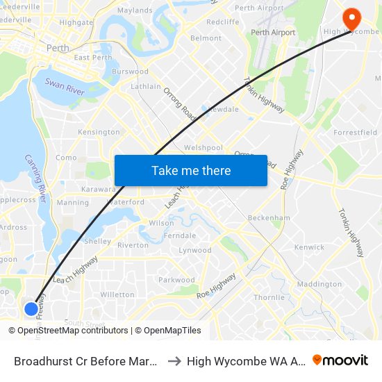 Broadhurst Cr Before Marsengo Rd to High Wycombe WA Australia map